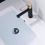 Monomando de lavabo negro oro rosa Milos - Imagen 2